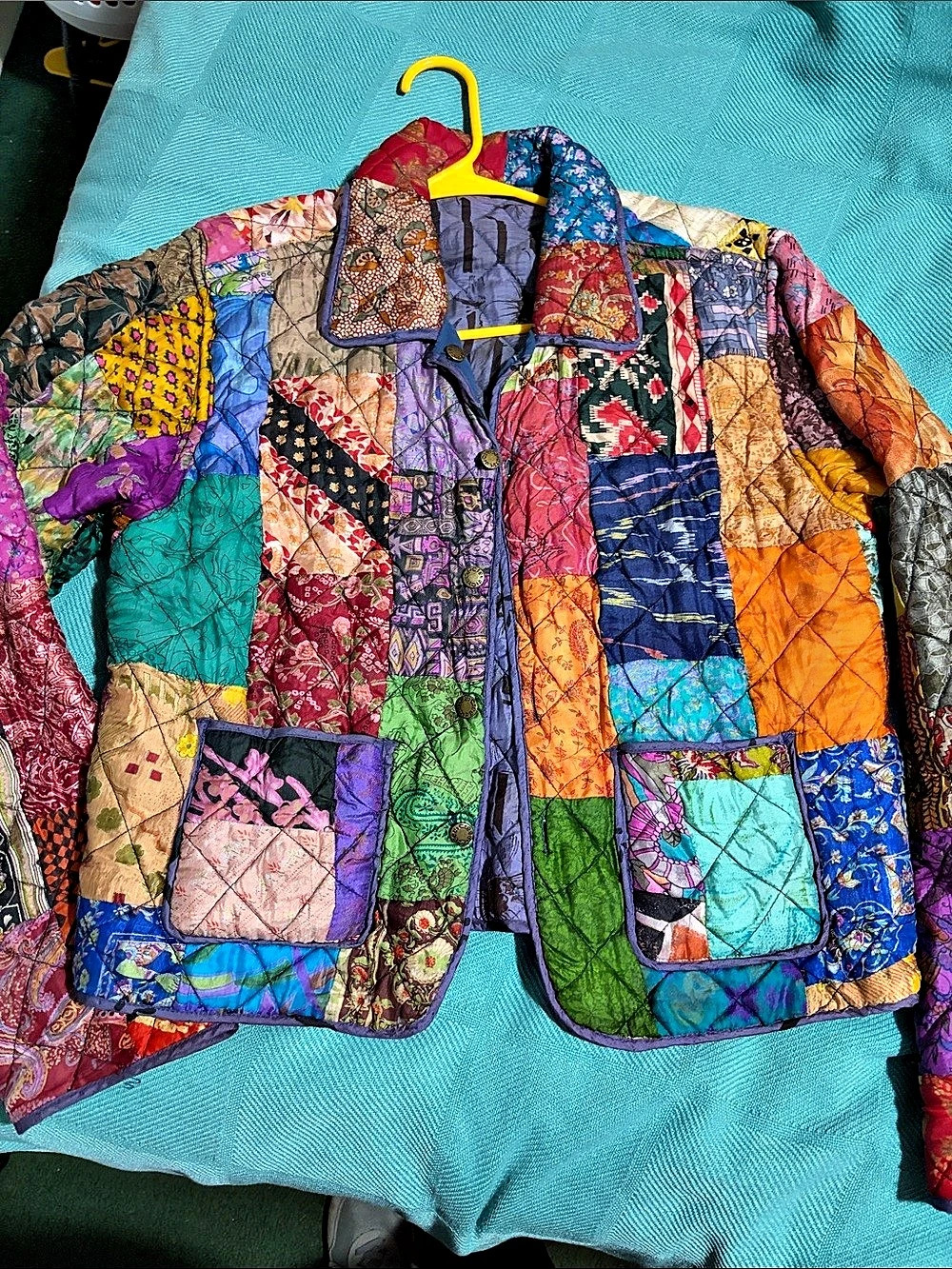 reversible  Multicolor Patchwork Bomber Jacket